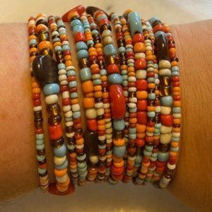 Blue and Orange Cuff Bracelet